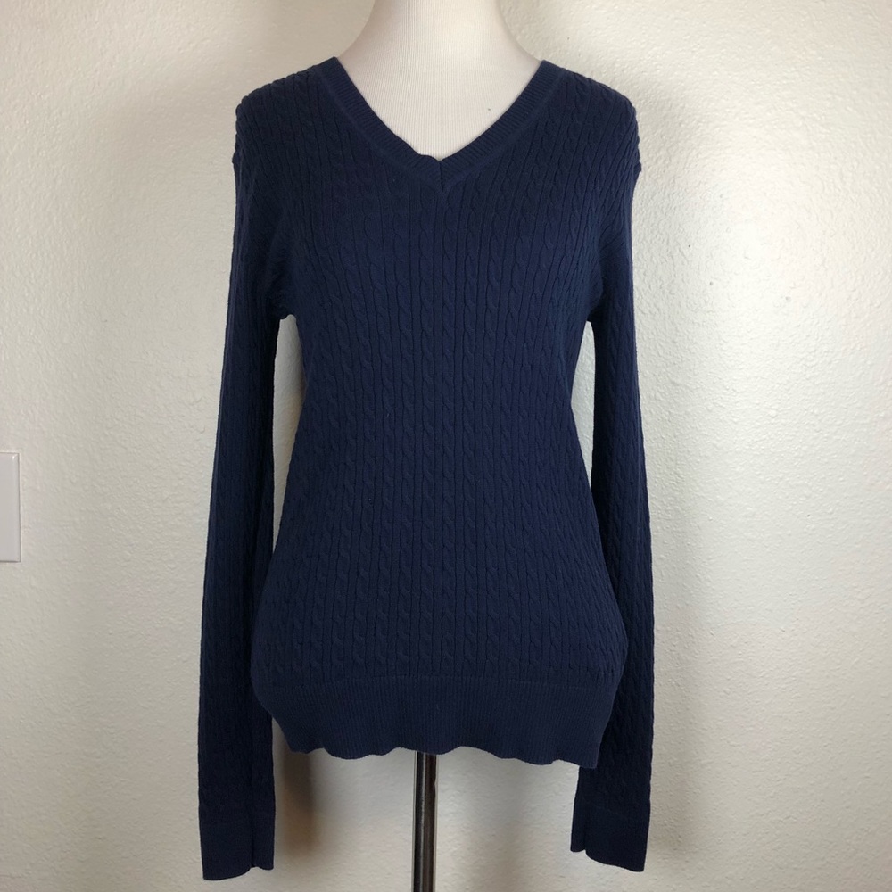 Tommy Hilfiger navy blue cable knit sweater medium